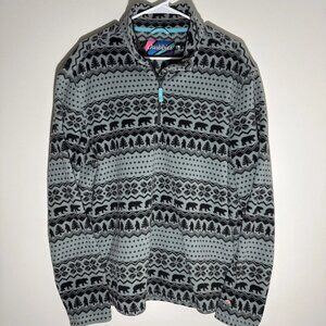 Chubbies The Bear Hug Gray Aztec Fleece 1/4 Zip Pullover Sweater XL Mens